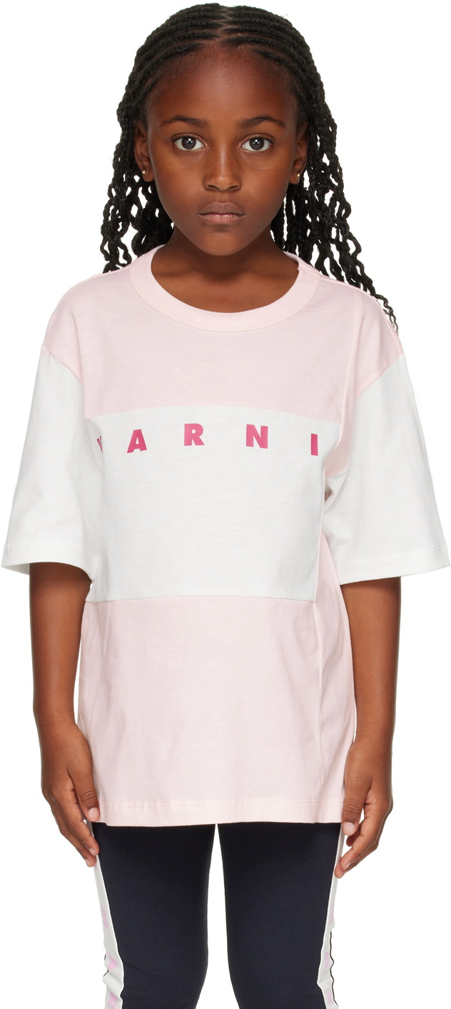 Marni Kids Pink & White College T-Shirt Marni