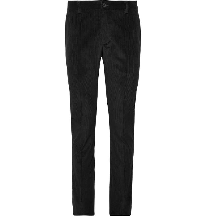 Photo: Tod's - Black Slim-Fit Cotton-Velvet Suit Trousers - Black