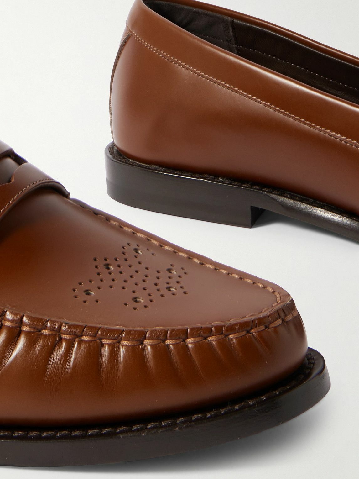 CELINE - Polished-Leather Penny Loafers - Brown
