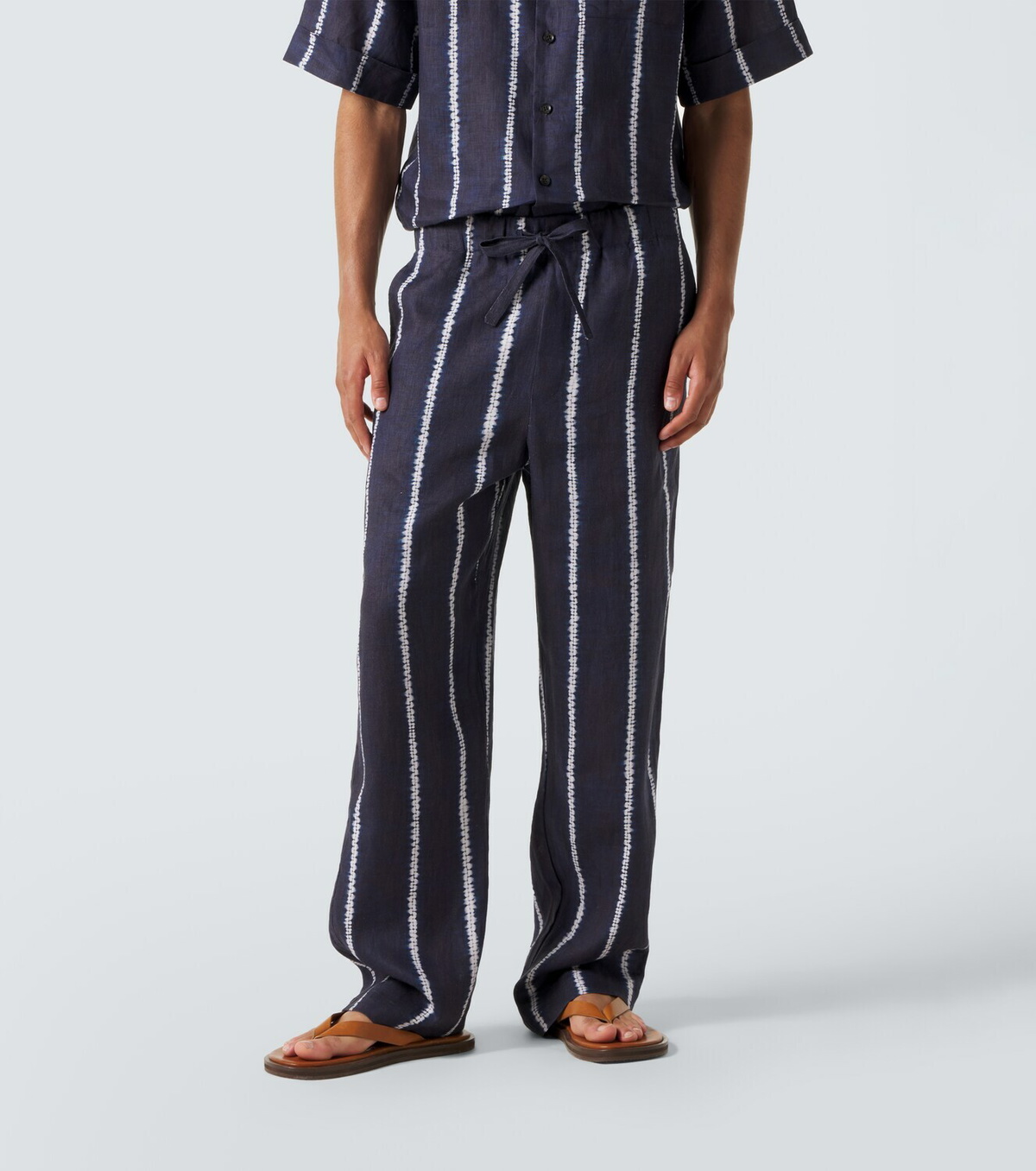 Commas Striped linen wide-leg pants