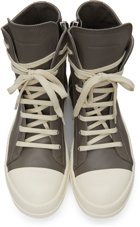 Rick Owens Grey Calfskin High Sneakers