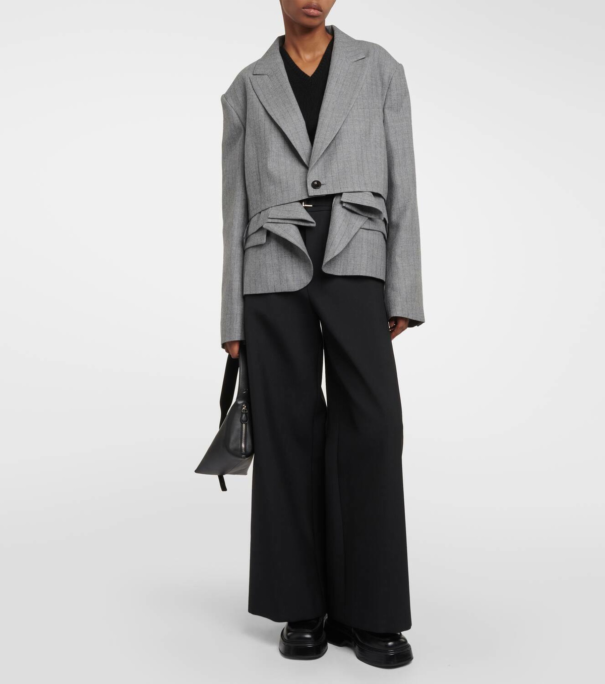 Sacai Deconstructed chalk stripe wool blazer Sacai