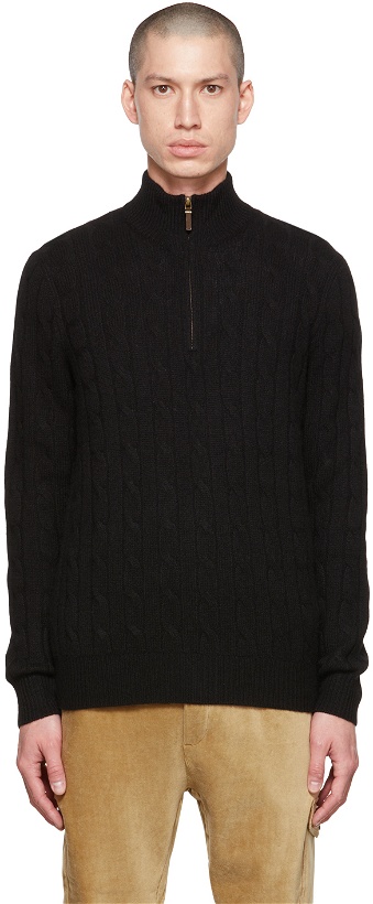 Photo: Polo Ralph Lauren Black Half-Zip Sweater
