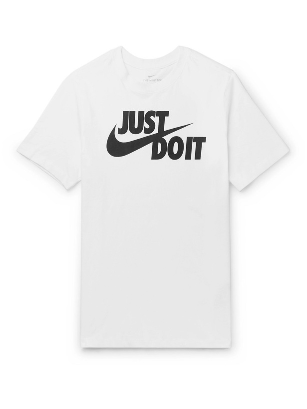 Photo: NIKE - Logo-Print Cotton-Jersey T-Shirt - White