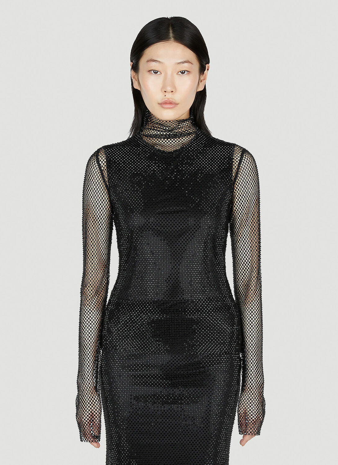 Sportmax Noemi Rhinestone Mesh Top