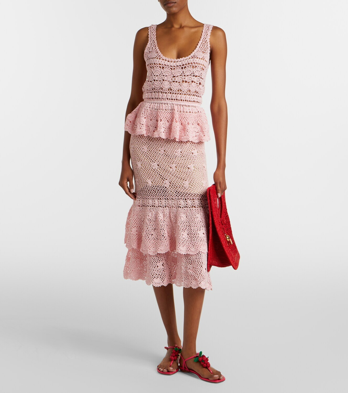 Anna Kosturova Marianne crochet peplum cotton top