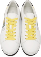 Kenzo White & Yellow Kourt Logo Sneakers