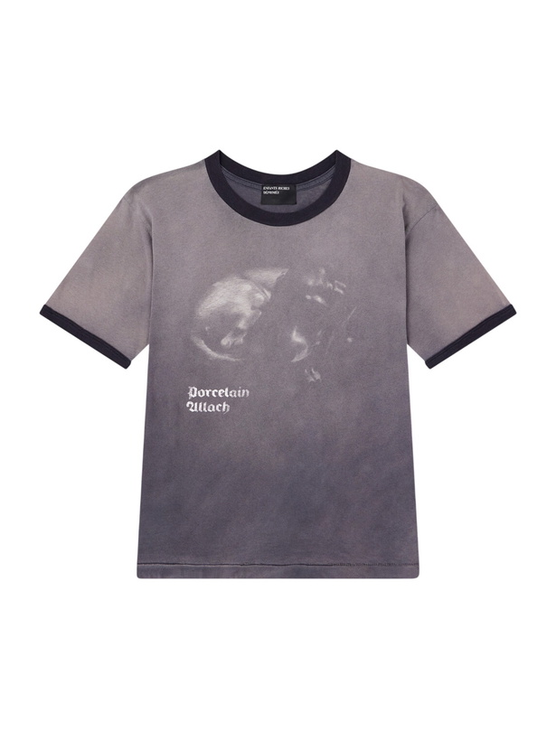 Photo: Enfants Riches Déprimés - Porcelain Dog Patch Printed Cotton-Jersey T-Shirt - Gray