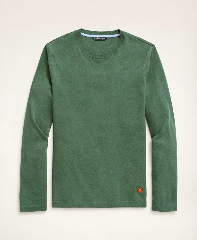 Photo: Brooks Brothers Men's Supima Cotton Long-Sleeve Logo T-Shirt | Green