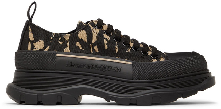 Photo: Alexander McQueen Black & Beige Graffiti Tread Slick Sneakers