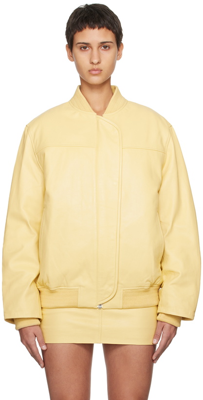 Photo: REMAIN Birger Christensen Yellow Insulated Leather Bomber Jacket