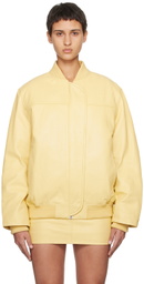 REMAIN Birger Christensen Yellow Insulated Leather Bomber Jacket