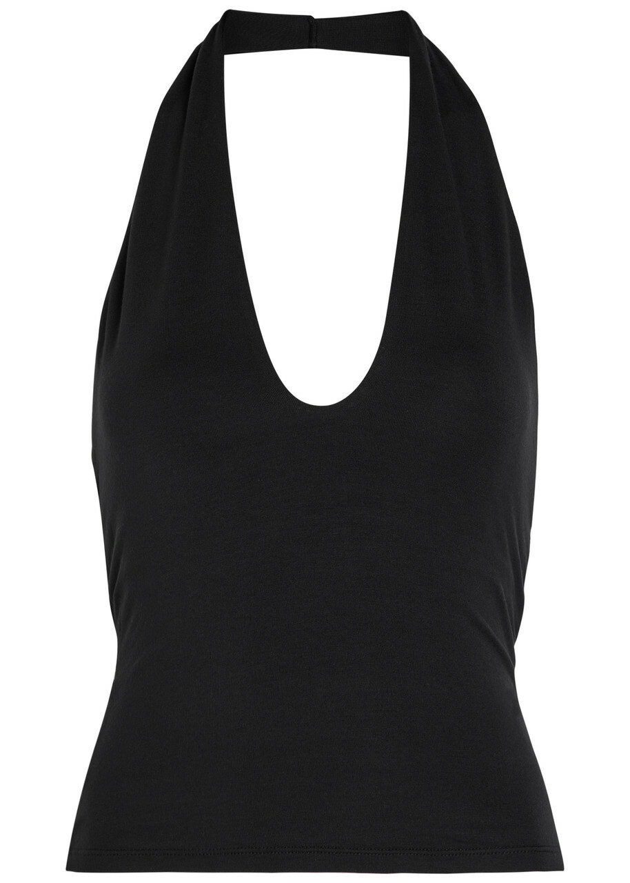Skims Halterneck Stretch-modal top Black