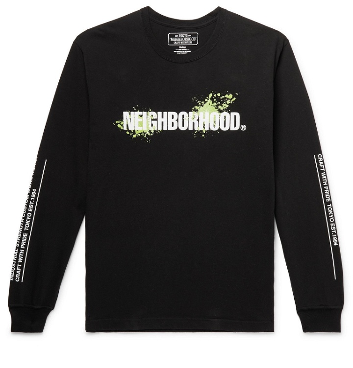 Photo: Neighborhood - Reign Logo-Print Cotton-Jersey T-Shirt - Black