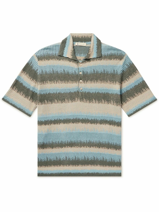 Photo: Piacenza Cashmere - Striped Linen and Cotton-Blend Polo Shirt - Blue