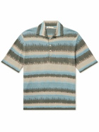 Piacenza Cashmere - Striped Linen and Cotton-Blend Polo Shirt - Blue