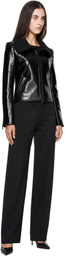 Courrèges Black High Collar Croc-Embossed Vinyl Jacket