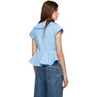 GANNI Blue Cotton Poplin Blouse