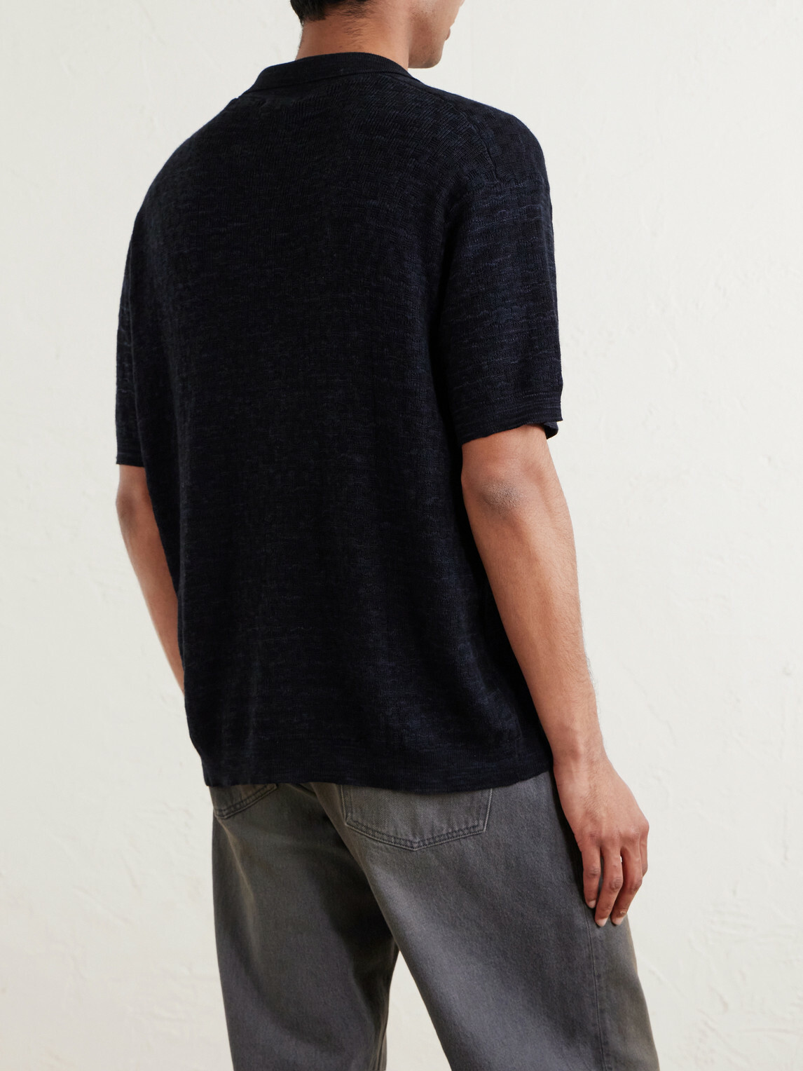 3sixteen - Knitted Cotton Polo Shirt - Black