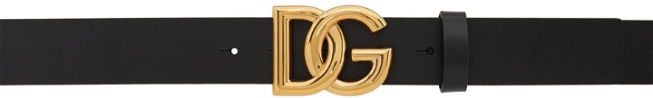 Photo: Dolce & Gabbana Black & Gold Leather Crossover DG Logo Buckle Lux Belt