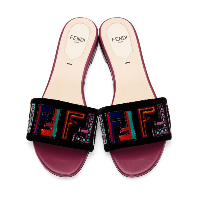 Fendi Multicolor Velvet Forever Fendi Sandals Fendi