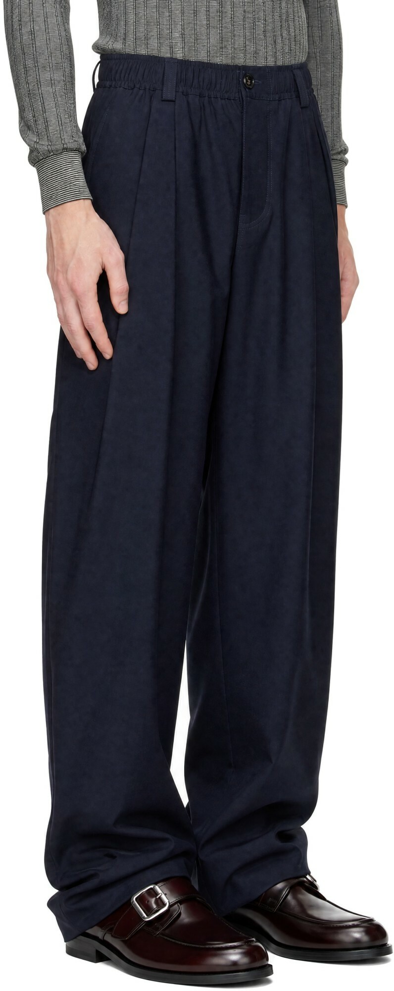 Marni Navy Pleated Trousers