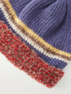KAPITAL - Bouclé-Trimmed Knitted Mélange Beanie - Blue
