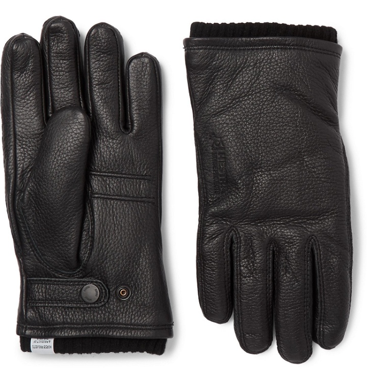 Photo: Norse Projects - Hestra Utsjo Wool Blend-Lined Full-Grain Leather Gloves - Black