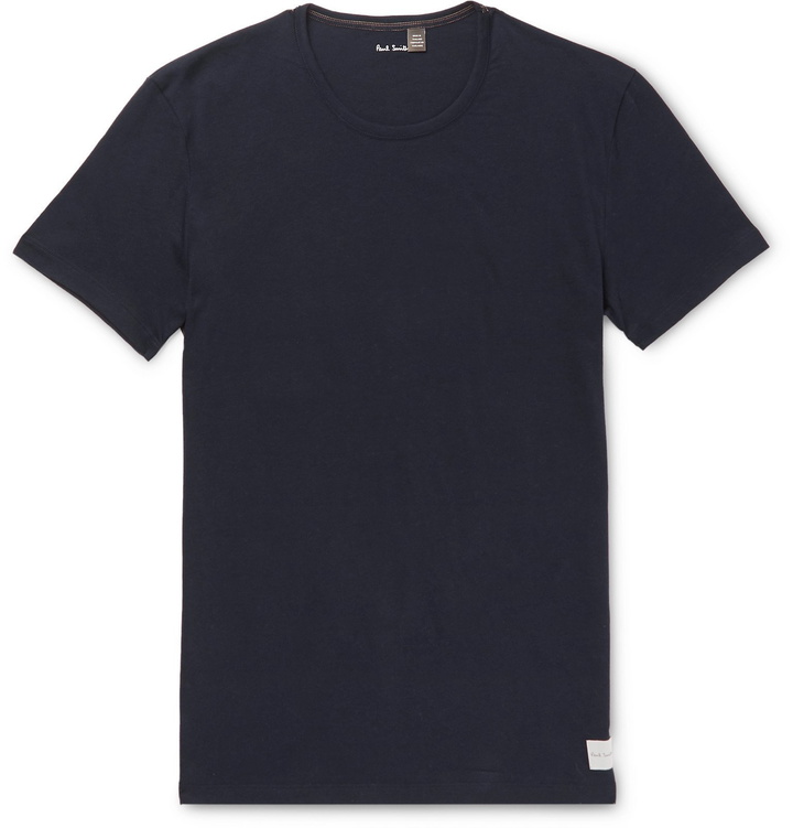 Photo: Paul Smith - Slim-Fit Logo-Appliquéd Cotton-Jersey T-Shirt - Blue