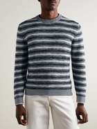 Loro Piana - Slim-Fit Space-Dyed Cotton and Silk-Blend Sweater - Blue