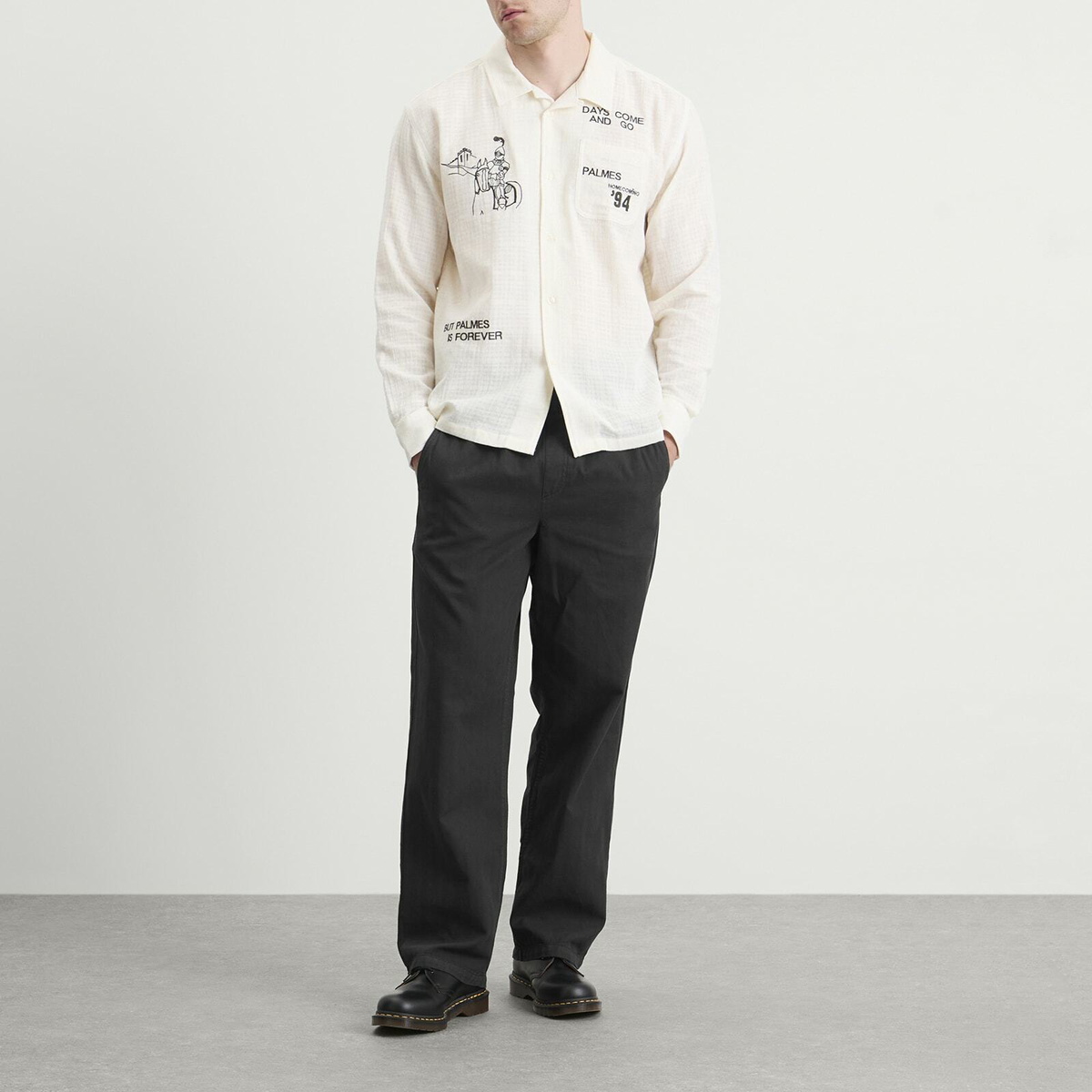 Palmes Men's Lucien Herringbone Trousers in Black