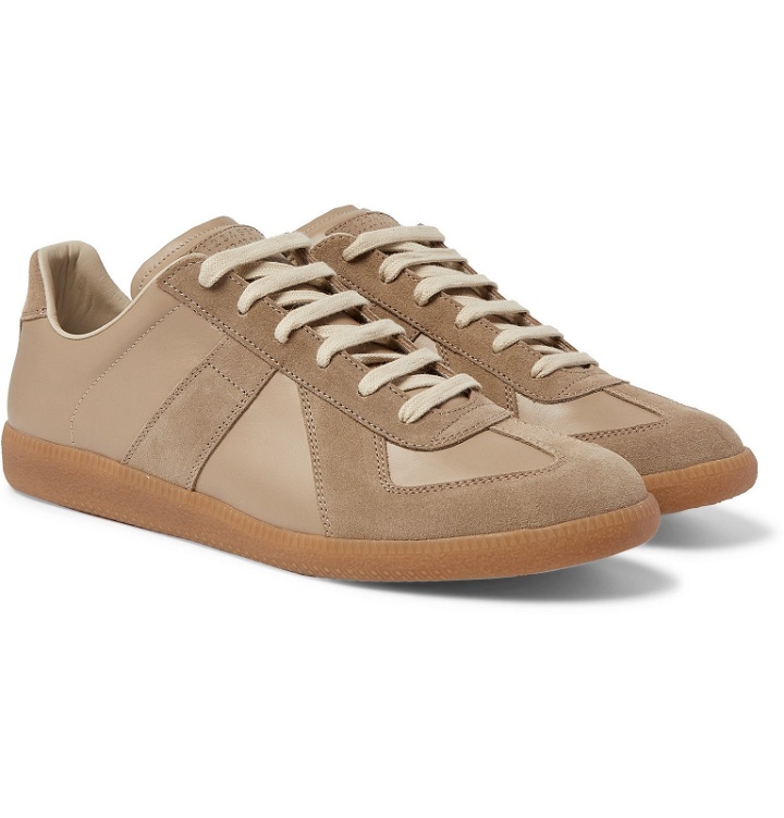 Photo: Maison Margiela - Replica Leather and Suede Sneakers - Brown