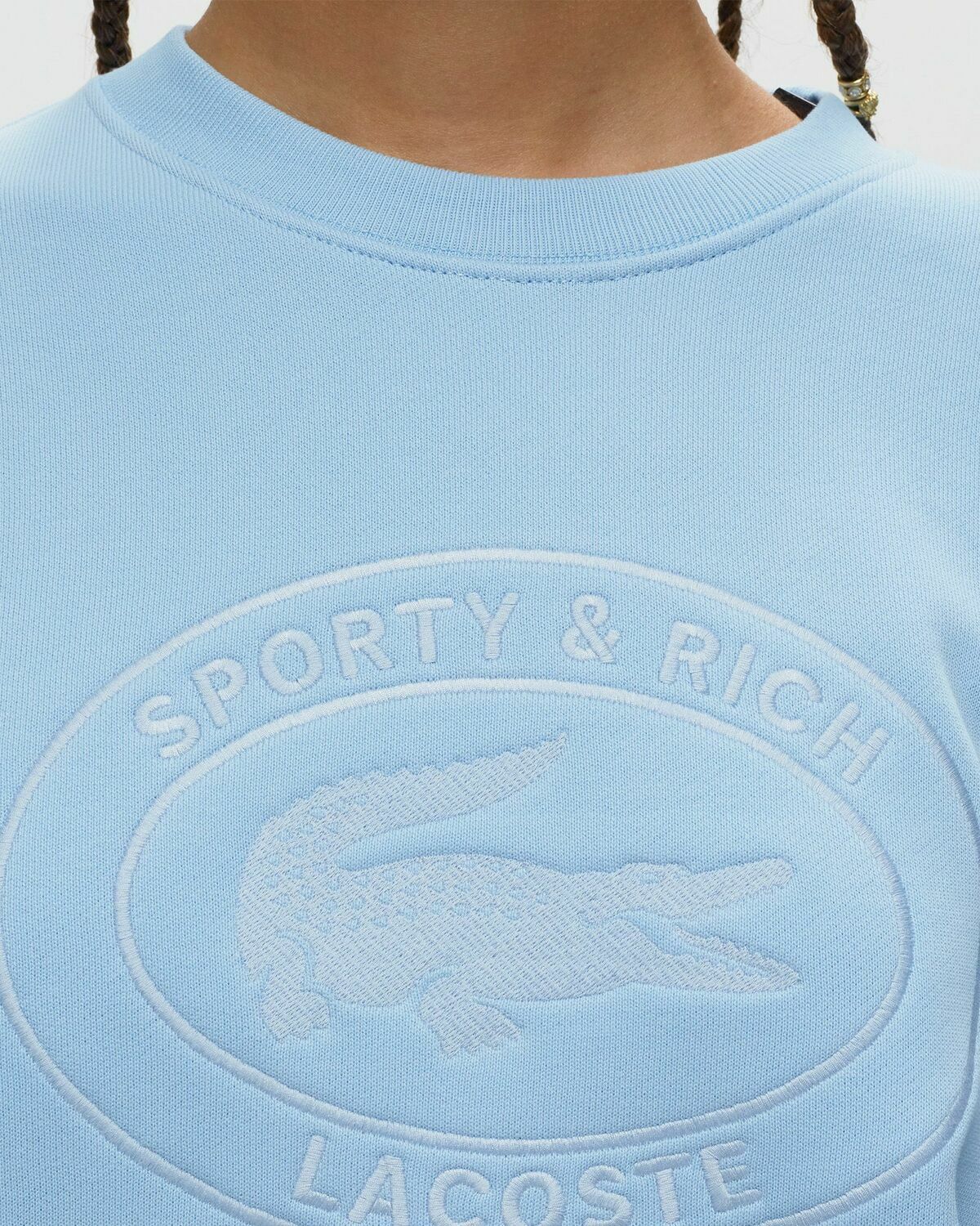 Sporty & Rich Lacoste Oval Logo Embroidered Crewneck Blue 