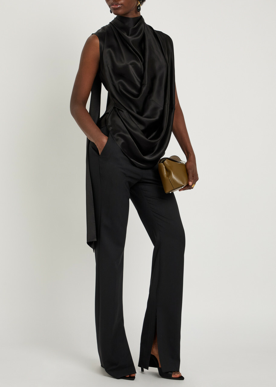 Roksanda Vesper Draped Silk top Black