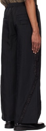 NULLUS Black Corduroy Paneled Athletes Track Pants