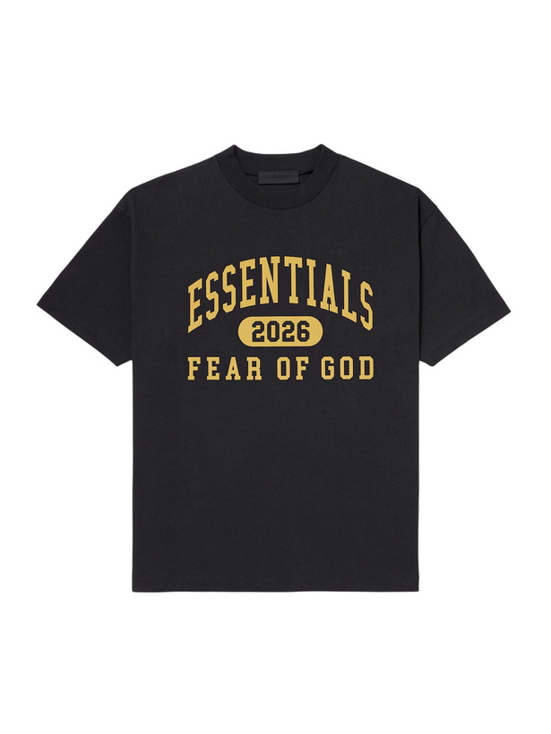Photo: FEAR OF GOD ESSENTIALS - Logo-Print Cotton-Jersey T-Shirt - Black