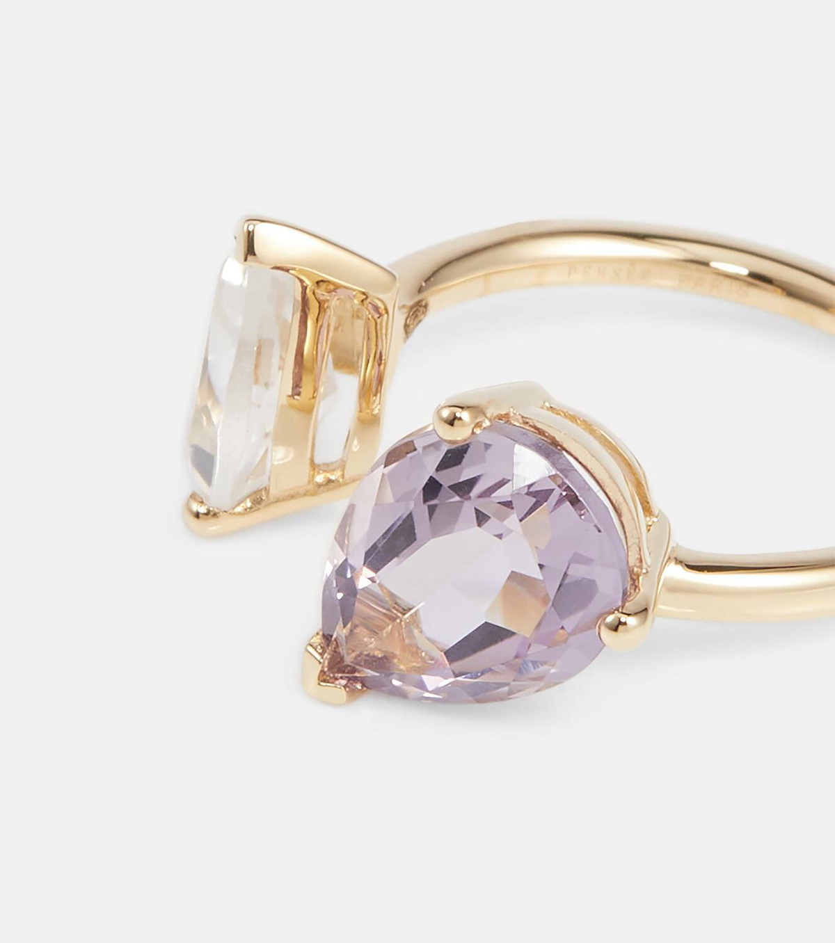 Persée Birthstone 18kt gold ring with diamonds, amethyst, and white topaz