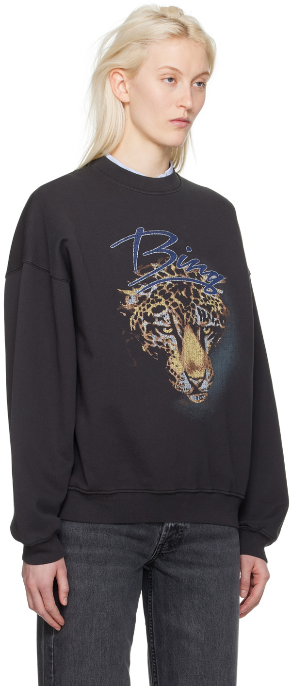 ANINE BING Black Harvey Leopard Sweatshirt ANINE BING