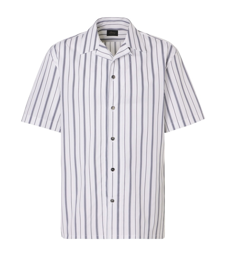 Photo: Brioni Striped cotton poplin bowling shirt