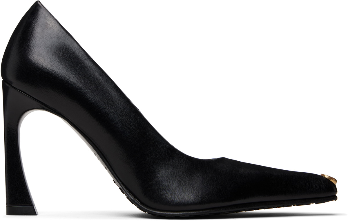 Marine Serre Black Smooth Leather MS Kiss Heels