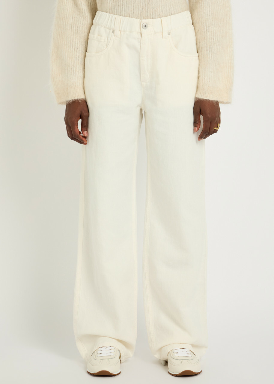 Brunello Cucinelli Dyed Wide-leg Denim Jeans White