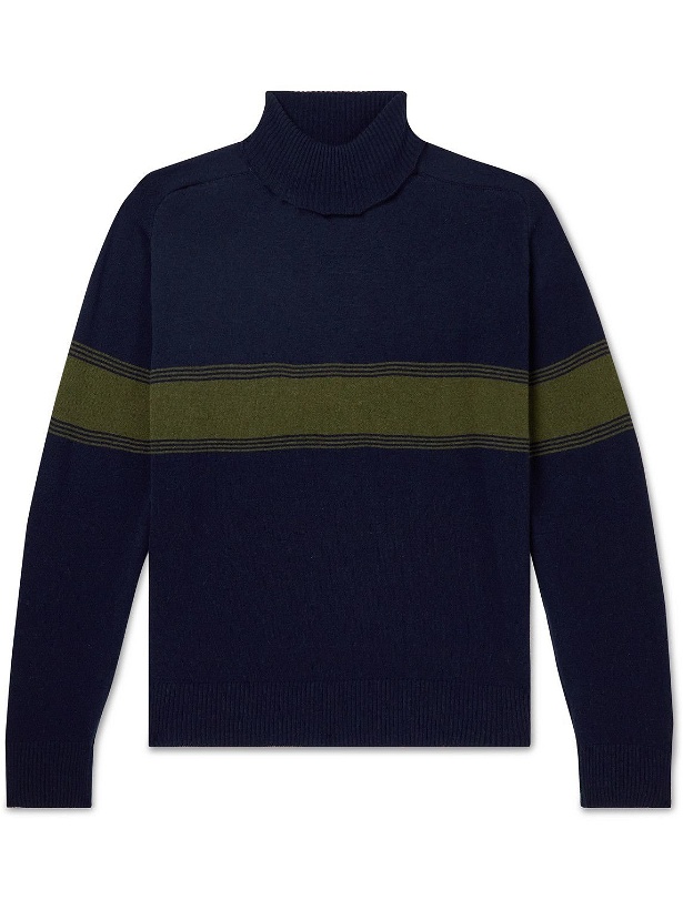 Photo: Anonymous ism - Striped Wool Rollneck Sweater - Blue
