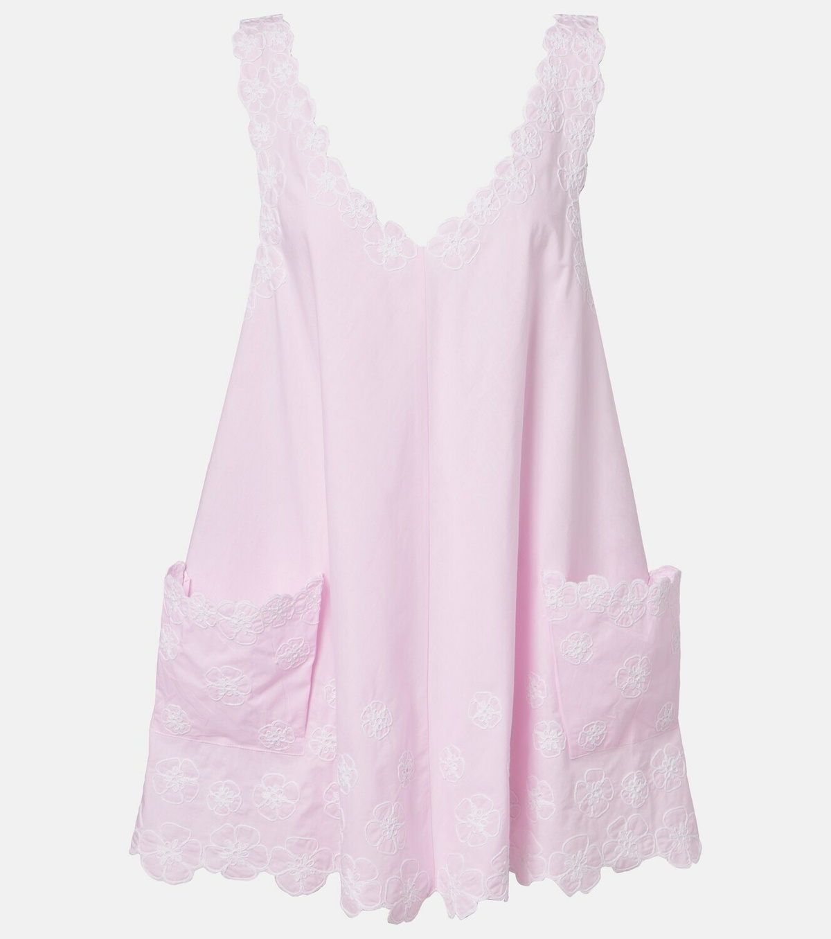 Juliet Dunn Embroidered cotton poplin minidress