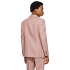 Gucci Pink Wool and Silk Jacquard Logo Blazer