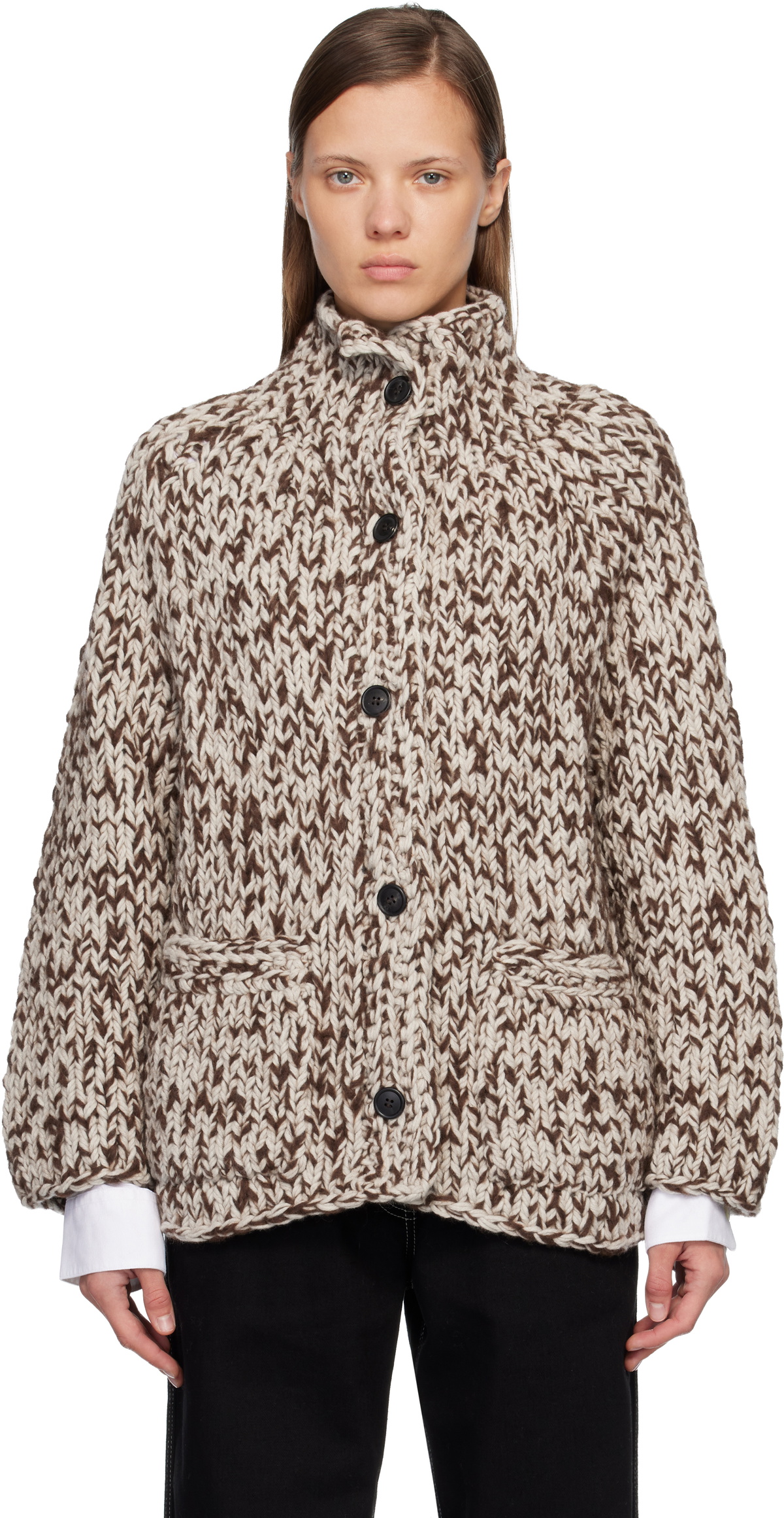 CASEY CASEY Brown Hand-Knit Cardigan