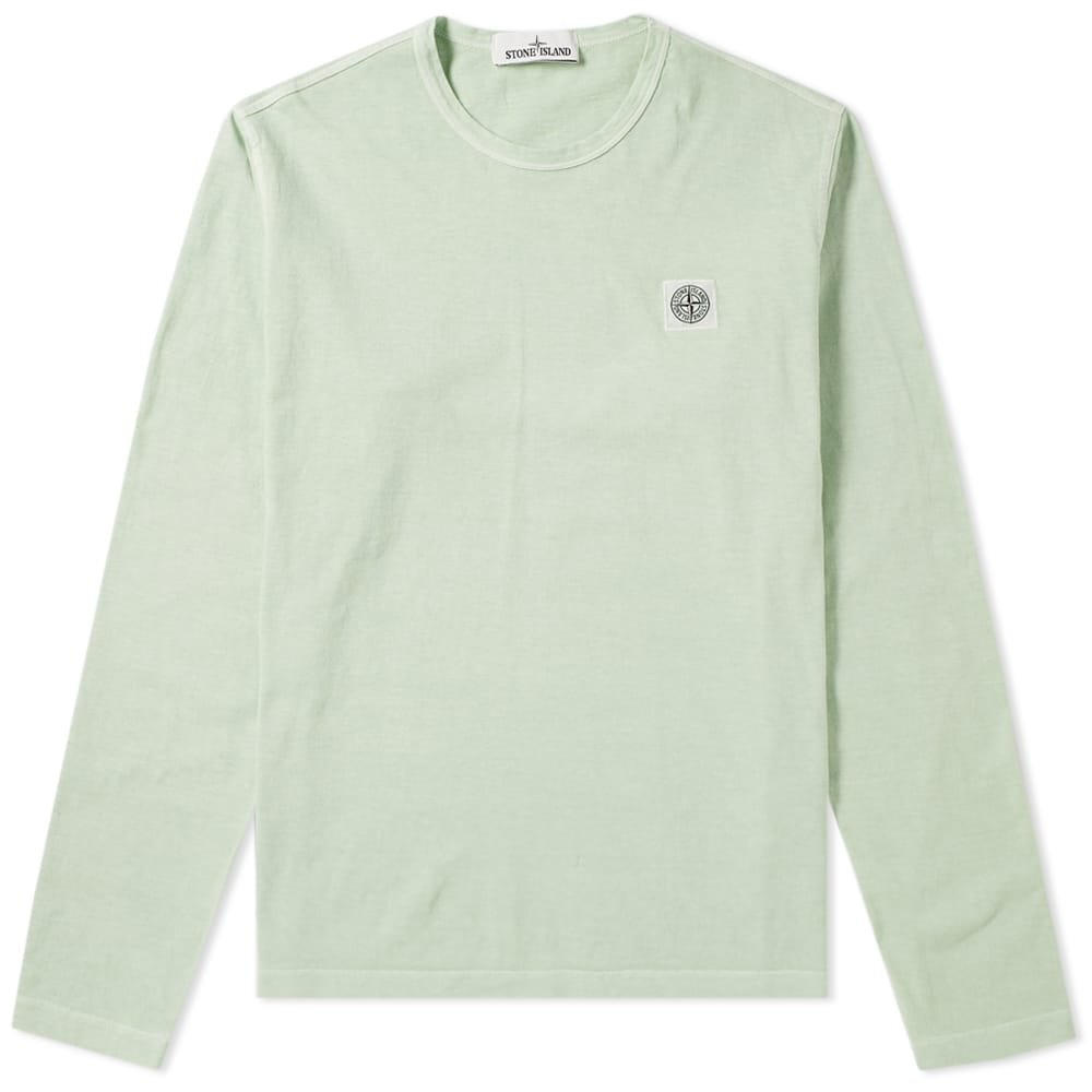 Photo: Stone Island Long Sleeve Garment Dyed Fissato Effect Slim Tee Green
