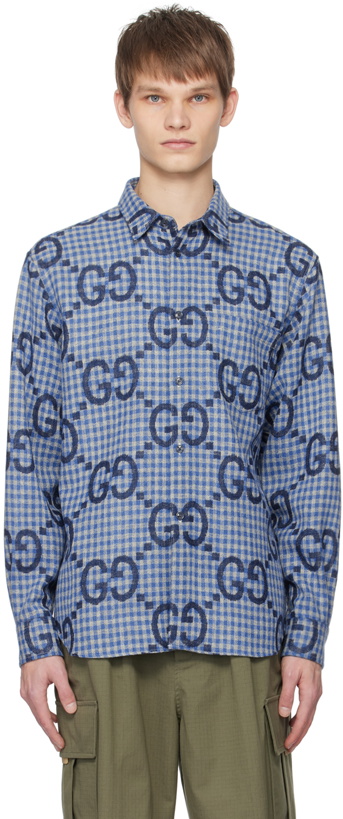 Photo: Gucci Blue Jumbo GG Shirt