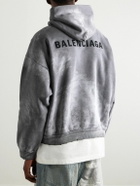 Balenciaga - Logo-Print Distressed Paint-Splattered Cotton-Jersey Hoodie - Gray