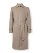 Richard James - Belted Herringbone Virgin Wool Coat - Brown