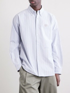 Human Made - Button-Down Collar Logo-Appliquéd Striped Cotton Shirt - Blue
